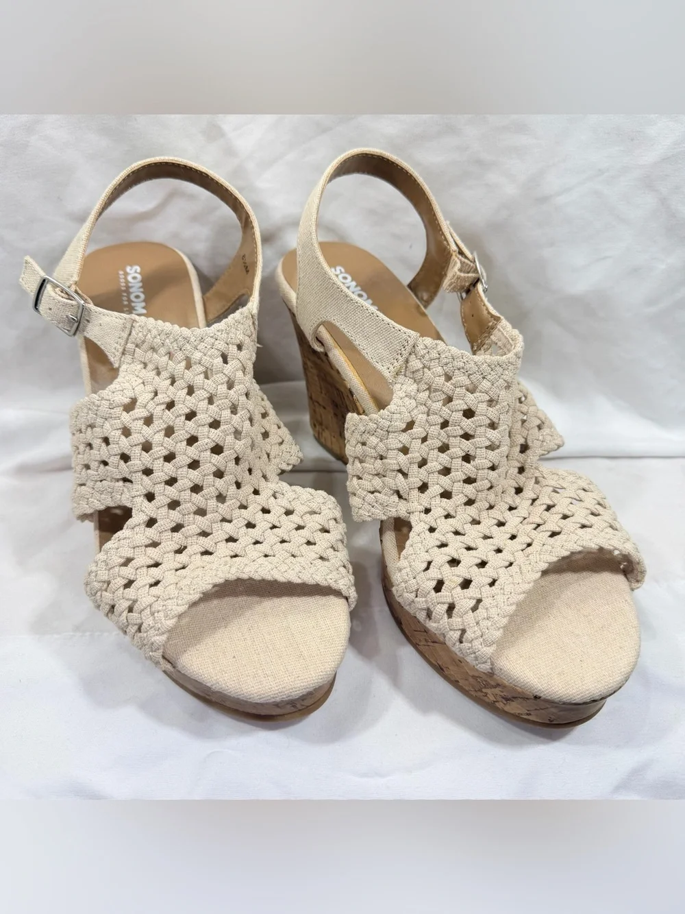 Kohl's Woven Cream Platform Wedge Sandals